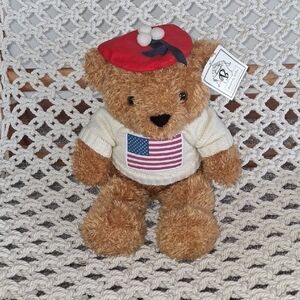 NWT Beverly Hills Teddy Bear American Flag Sweater And Beret